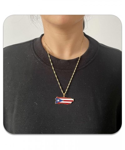 Fashion Jewelry Necklace Stainless Steel Puerto Rico Map Pendant Necklace Gold $8.39 Necklaces