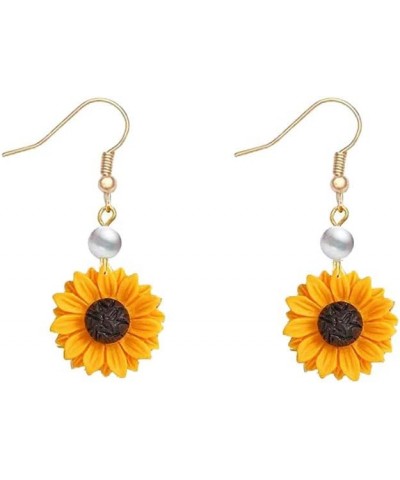 Daisy Sunflower Dangle Earrings for Women Handmade Resin Sunflower Earrings gold $6.50 Earrings