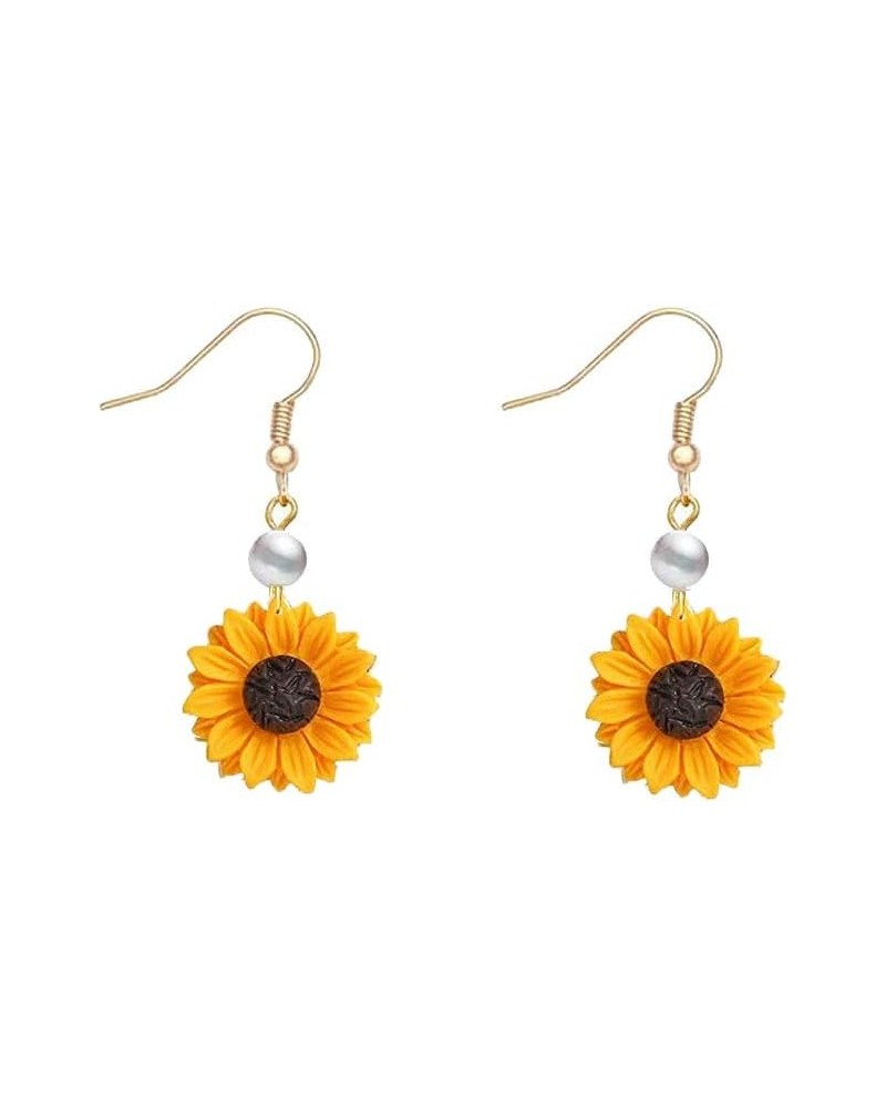 Daisy Sunflower Dangle Earrings for Women Handmade Resin Sunflower Earrings gold $6.50 Earrings