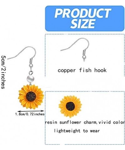 Daisy Sunflower Dangle Earrings for Women Handmade Resin Sunflower Earrings gold $6.50 Earrings