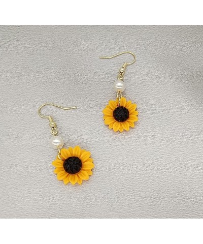 Daisy Sunflower Dangle Earrings for Women Handmade Resin Sunflower Earrings gold $6.50 Earrings