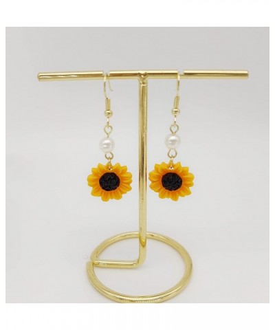 Daisy Sunflower Dangle Earrings for Women Handmade Resin Sunflower Earrings gold $6.50 Earrings