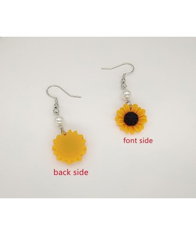 Daisy Sunflower Dangle Earrings for Women Handmade Resin Sunflower Earrings gold $6.50 Earrings