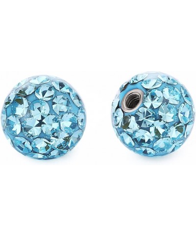 2Pcs 4mm(16G) 6mm(14G) 8mm(14G) Body Piercing Jewelry Replacement Sparkling Crystal Screw Balls 8mm lake blue $8.24 Body Jewelry