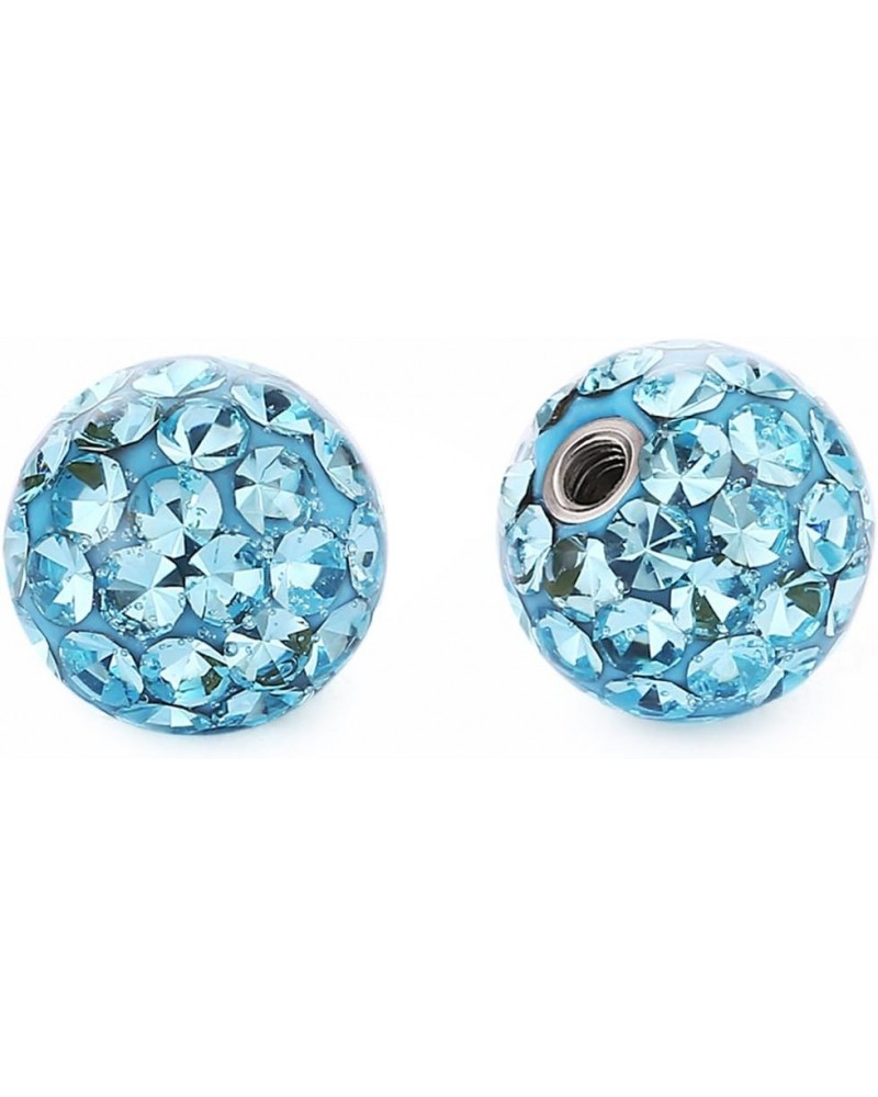 2Pcs 4mm(16G) 6mm(14G) 8mm(14G) Body Piercing Jewelry Replacement Sparkling Crystal Screw Balls 8mm lake blue $8.24 Body Jewelry