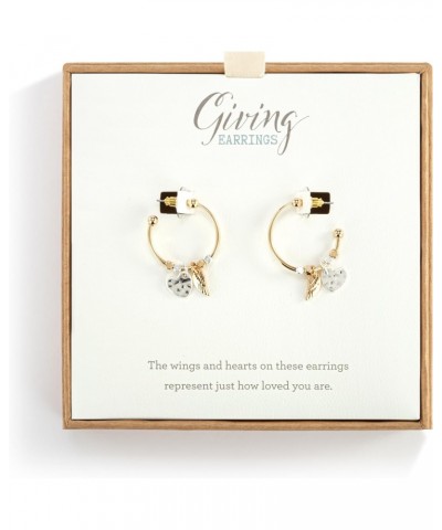 Heart and Wings, Gold/Silver Tone 1 Inch Diameter Metal Everyday Hoop Fashion Earrings $15.98 Earrings