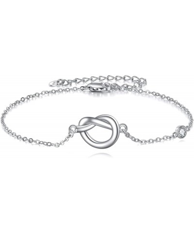 Love Knot Infinity/Celtic Knot/Evil Eye Bracelet for Women Sterling Silver Love Friendship Bracelet for Girls White Gold Brac...