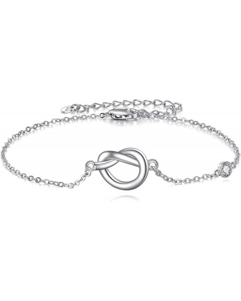 Love Knot Infinity/Celtic Knot/Evil Eye Bracelet for Women Sterling Silver Love Friendship Bracelet for Girls White Gold Brac...