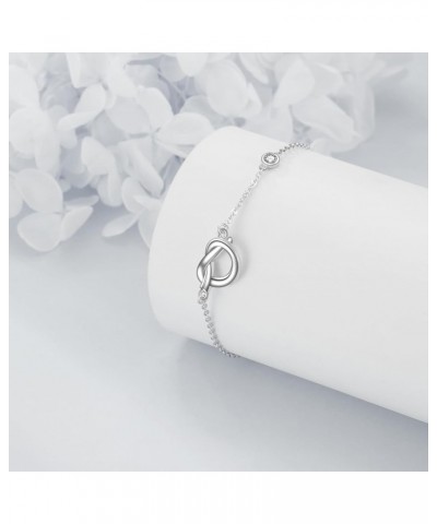 Love Knot Infinity/Celtic Knot/Evil Eye Bracelet for Women Sterling Silver Love Friendship Bracelet for Girls White Gold Brac...