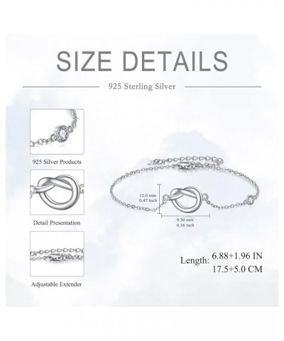 Love Knot Infinity/Celtic Knot/Evil Eye Bracelet for Women Sterling Silver Love Friendship Bracelet for Girls White Gold Brac...