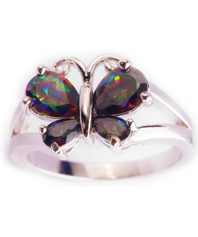 925 Sterling Silver Created Blue Topaz Filled Butterfly Ring Rainbow $4.15 Rings