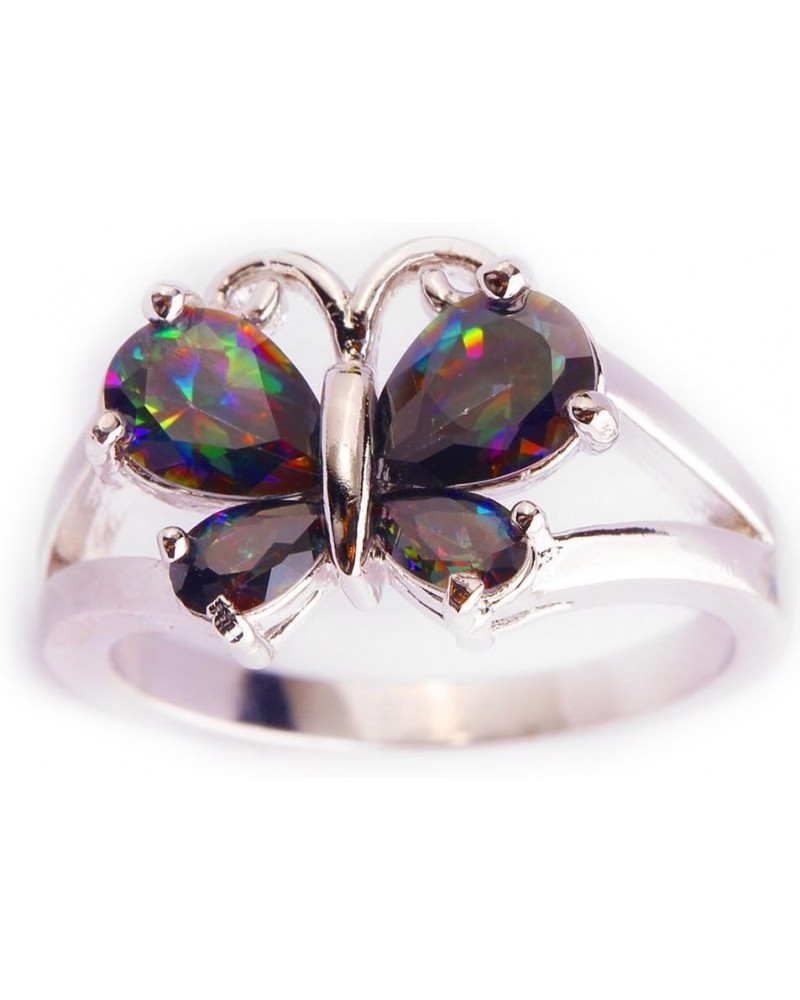 925 Sterling Silver Created Blue Topaz Filled Butterfly Ring Rainbow $4.15 Rings