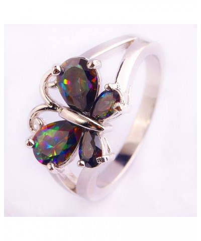 925 Sterling Silver Created Blue Topaz Filled Butterfly Ring Rainbow $4.15 Rings