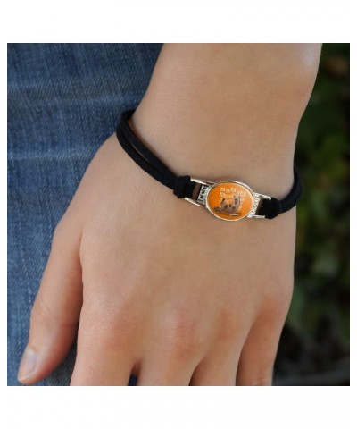 Laughing Hyena Novelty Suede Leather Metal Bracelet black $11.20 Bracelets