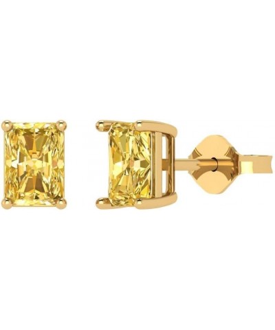 1.94cttw Emerald Cut Solitaire Earrings Natural Orange Citrine Anniversary Stud Earrings 14k Yellow Gold Push Back $81.56 Ear...