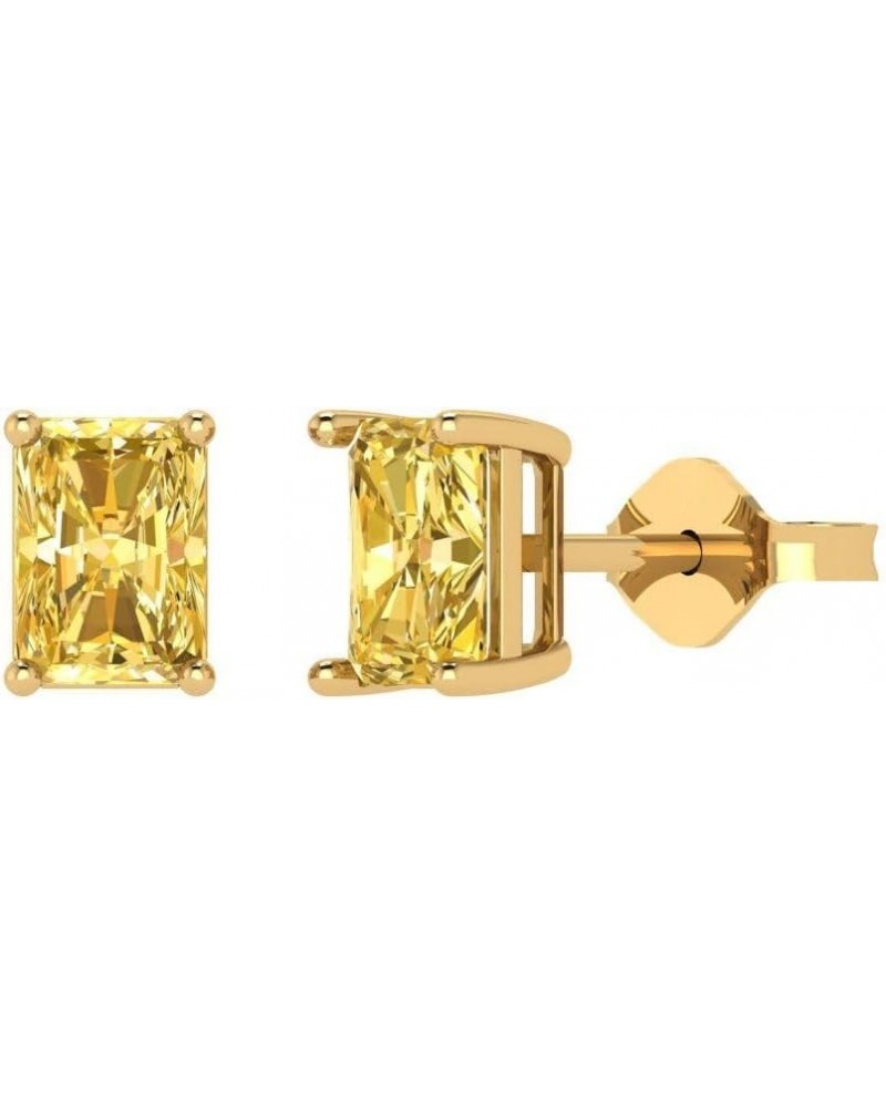 1.94cttw Emerald Cut Solitaire Earrings Natural Orange Citrine Anniversary Stud Earrings 14k Yellow Gold Push Back $81.56 Ear...