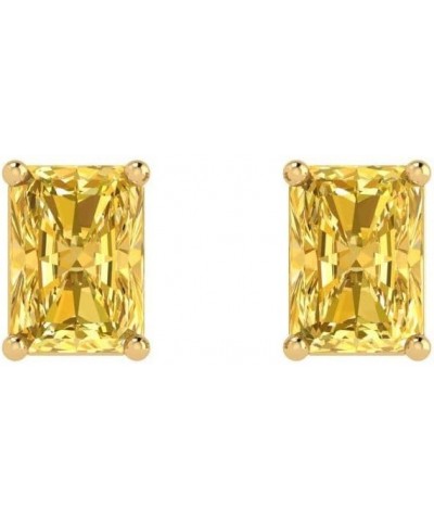 1.94cttw Emerald Cut Solitaire Earrings Natural Orange Citrine Anniversary Stud Earrings 14k Yellow Gold Push Back $81.56 Ear...