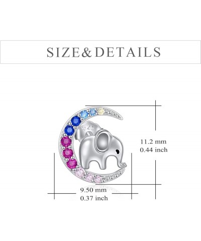 Animal Moon Stud Earrings Sterling Silver Cute Animal Earrings for Women Girls Elephant $16.19 Earrings