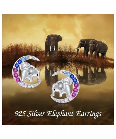 Animal Moon Stud Earrings Sterling Silver Cute Animal Earrings for Women Girls Elephant $16.19 Earrings