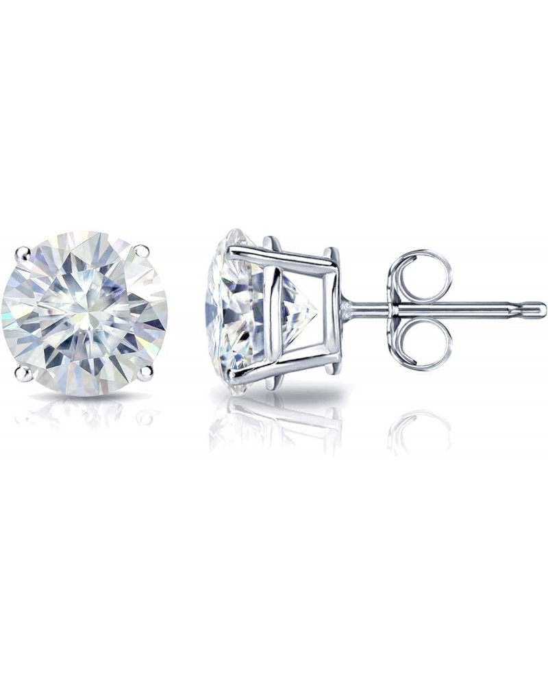 Platinum Round Moissanite Stud Earrings (1 to 7ct TGW, J-K) 4-Prong Set, Push-Back 2.0 carats $181.80 Earrings