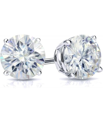 Platinum Round Moissanite Stud Earrings (1 to 7ct TGW, J-K) 4-Prong Set, Push-Back 2.0 carats $181.80 Earrings