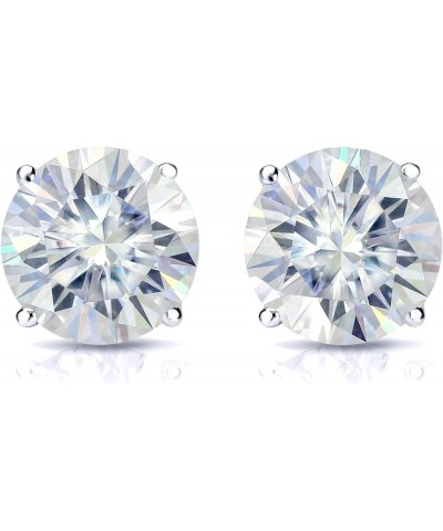 Platinum Round Moissanite Stud Earrings (1 to 7ct TGW, J-K) 4-Prong Set, Push-Back 2.0 carats $181.80 Earrings