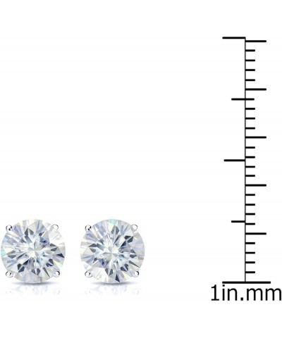 Platinum Round Moissanite Stud Earrings (1 to 7ct TGW, J-K) 4-Prong Set, Push-Back 2.0 carats $181.80 Earrings