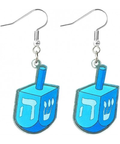 Hanukkah Earrings for Women Acrylic Menorah Candle Gnome Hollow Waterdrop Wooden Candle Earrings Jewish Hanukkah Theme Jewelr...