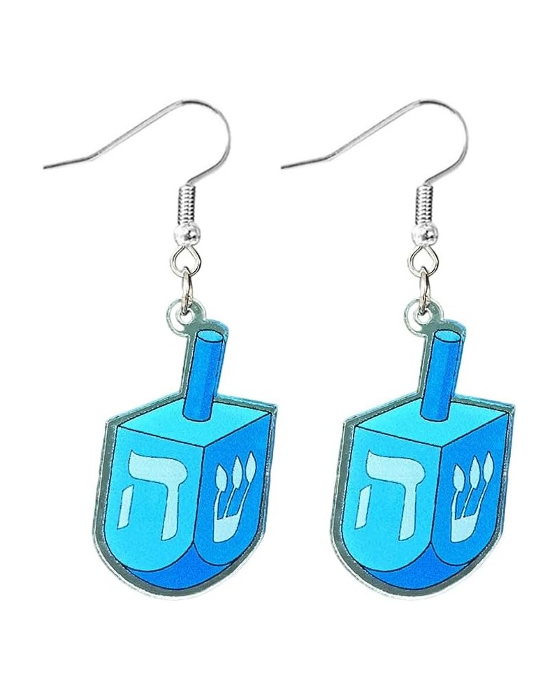 Hanukkah Earrings for Women Acrylic Menorah Candle Gnome Hollow Waterdrop Wooden Candle Earrings Jewish Hanukkah Theme Jewelr...