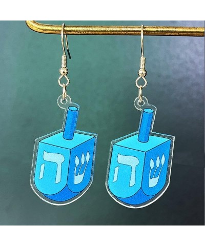 Hanukkah Earrings for Women Acrylic Menorah Candle Gnome Hollow Waterdrop Wooden Candle Earrings Jewish Hanukkah Theme Jewelr...