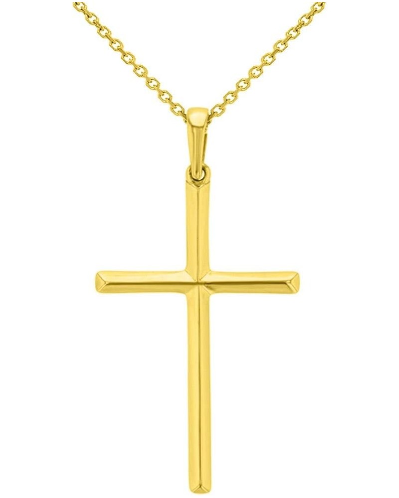 Solid 14k Yellow Gold Simple Christian Cross Pendant Necklace 20 Inches $57.75 Necklaces