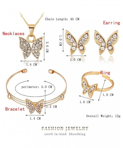 4 PCS Set Rings Earrings Necklace Bracelet for Women Water Drop Fashion Simple Design Four-piece Jewelry Sets Z01-Gold One Si...