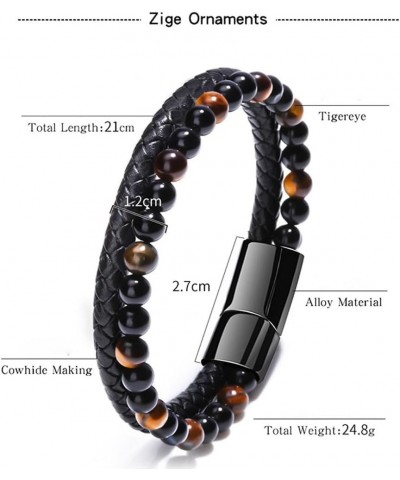 Lugxb Natural Agate Stone Leather Beaded Bracelet, Luxagate Natural Agate Stone Leather Beaded Bracelet A-2+B-2 21cm $6.35 Br...