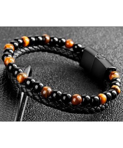 Lugxb Natural Agate Stone Leather Beaded Bracelet, Luxagate Natural Agate Stone Leather Beaded Bracelet A-2+B-2 21cm $6.35 Br...