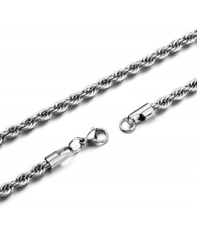 Twist Chain Necklace - Stainless Steel Rope Jewelry for Men & Women 8 Inches 3mm Wide $9.71 Necklaces