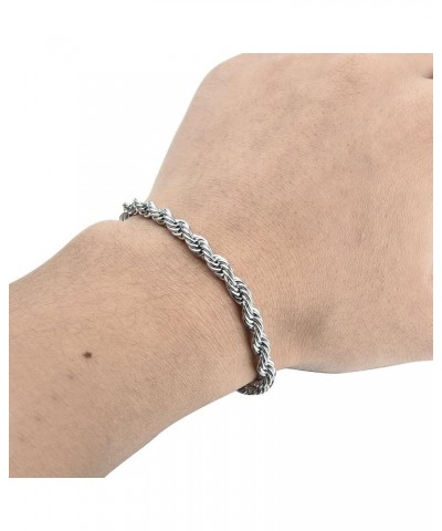 Twist Chain Necklace - Stainless Steel Rope Jewelry for Men & Women 8 Inches 3mm Wide $9.71 Necklaces