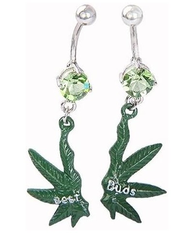 1 Pair Rhinestone Button Maple Leaf Buds Dangle Navel Belly Rings Xmas Gifts Beach Bikini $4.45 Body Jewelry