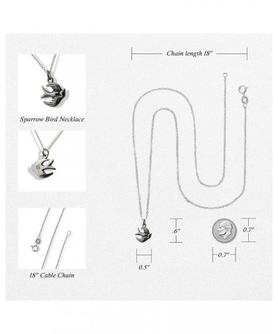 Sterling Silver Bird Pendant Necklaces for Women SPARROW $13.80 Necklaces