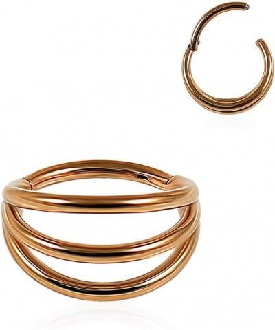 Triple Stack 16 Gauge 316L Surgical Steel Clicker Hinged Segment Nose Ring Septum Piercing Jewelry Rose Gold $8.66 Body Jewelry