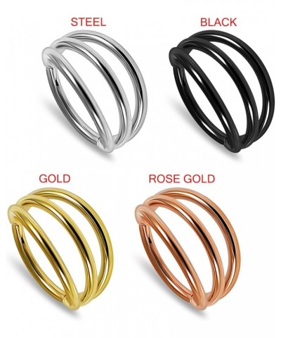 Triple Stack 16 Gauge 316L Surgical Steel Clicker Hinged Segment Nose Ring Septum Piercing Jewelry Rose Gold $8.66 Body Jewelry