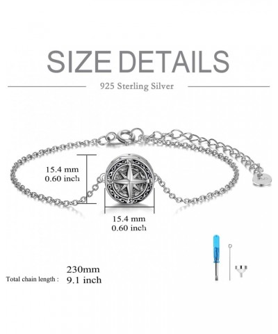 Celtic Knot Compass Urn Bracelet for Ashes 925 Sterling Silver Cremation Jewelry for Ashes Keepsake Irish Gifts for Men Women...