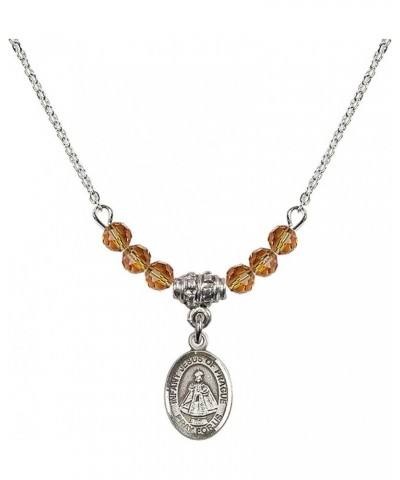 November Birth Month Bead Necklace with Catholic Patron Saint Petite Charm, 18 Inch Infant of Prague $32.44 Necklaces