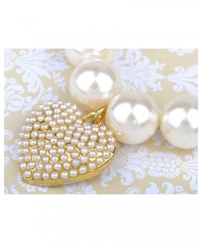 Chunky Faux White Pearl Bead Lolita Bracelet Golden Toned Heart Love Charm $11.79 Bracelets