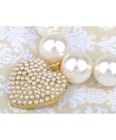 Chunky Faux White Pearl Bead Lolita Bracelet Golden Toned Heart Love Charm $11.79 Bracelets