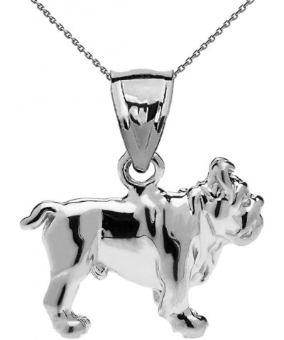 Solid Sterling Silver Bulldog Charm Pendant Necklace 16 Inches $16.79 Necklaces