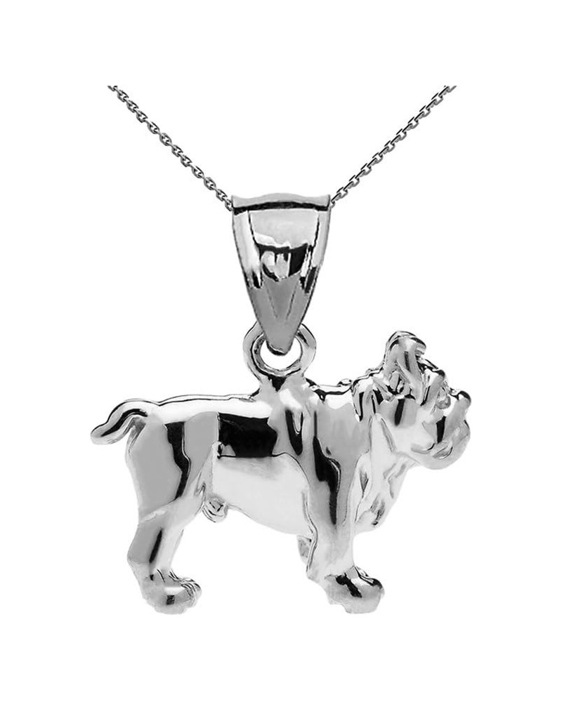 Solid Sterling Silver Bulldog Charm Pendant Necklace 16 Inches $16.79 Necklaces