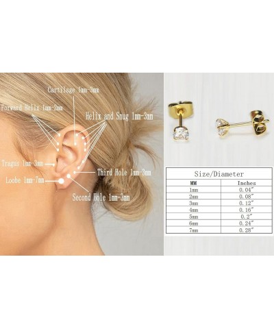 14K Gold Filled Polished Small CZ Pearl Ball Stud Earrings Set for Women Girls 20G Surgical Steel Hypoallergenic Piercing Stu...