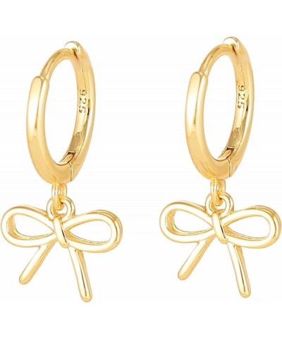 Gold Bow Earrings Long Tassel Drop Dangle Statement Earring Bowknot Jewelry Gift for Women Girls Gold Huggie Bow $7.14 Earrings