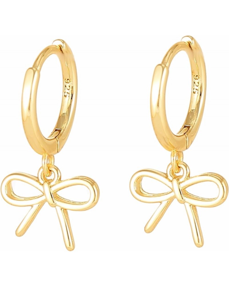 Gold Bow Earrings Long Tassel Drop Dangle Statement Earring Bowknot Jewelry Gift for Women Girls Gold Huggie Bow $7.14 Earrings