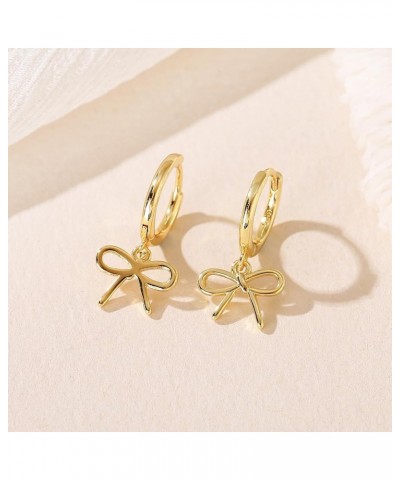 Gold Bow Earrings Long Tassel Drop Dangle Statement Earring Bowknot Jewelry Gift for Women Girls Gold Huggie Bow $7.14 Earrings